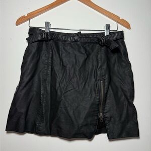 Free People Black Leather Skirt